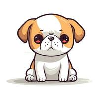 Cute cartoon dog isolated on white background. Vector Illustration.