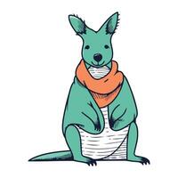 Kangaroo in a scarf. Vector illustration of a kangaroo.