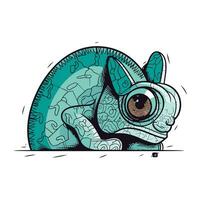 Cute cartoon Chameleon. Vector illustration isolated on white background.