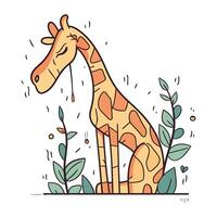 Cute giraffe. Vector illustration in doodle style.