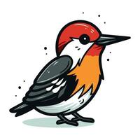 Hand drawn vector illustration of a Woodpecker. Isolated objects on white background.