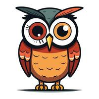 Cute cartoon owl isolated on a white background. Vector illustration.