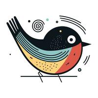 Colorful vector illustration with cute cartoon bird on a white background.