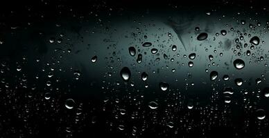 Full frame of water drops sliding on a black wet surface - AI generated image photo