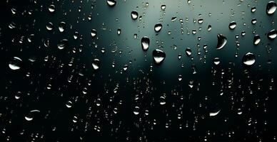 Full frame of water drops sliding on a black wet surface - AI generated image photo