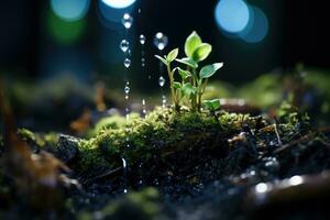 seedling sprouting from rich soil AI Generated photo