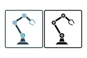 robot arm icon. icon related to device, artificial intelligence. solid icon style. simple vector design editable