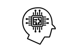 humanoid icon. head with cpu. icon related to affiliate intelligence, device, computer technology. line icon style. simple vector design editable