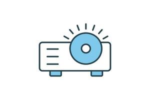 projector icon. icon related to device, computer technology. flat line icon style. simple vector design editable