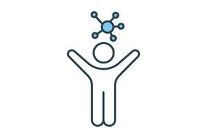 humanoid icon. people with network. icon related to affiliate intelligence, device, computer technology. flat line icon style. simple vector design editable