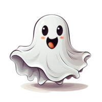 Happy cartoon ghost with white skin and tongue Ai Generative png