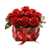 hermosa regalo caja con flores ai generativo png