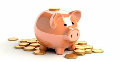 Pink piggy bank, saving money - AI generated image photo