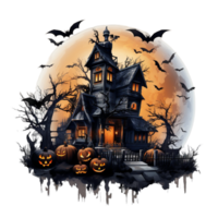Halloween verfolgt Häuser ai generativ png