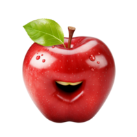 3d rendre de une rouge Pomme avec une bouche et les dents ai génératif png