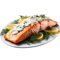 Lachs gegrillt braten Steak ai generativ png