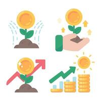 Tree growing on a pile of money Investment ideas to increase returns vector