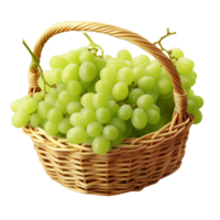 Green grape in wicker basket Ai Generative png