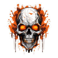 Skull with red eyes and splats Ai Generative png