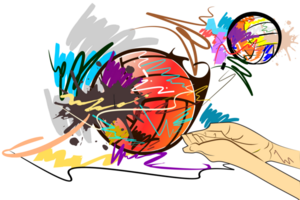 volleyball sport art brush strokes style  hand hit png