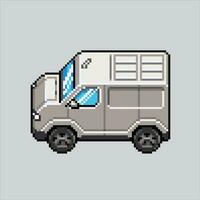 píxel Arte ilustración camioneta. pixelado camioneta. camioneta vehículo pixelado para el píxel Arte juego y icono para sitio web y vídeo juego. antiguo colegio retro vector