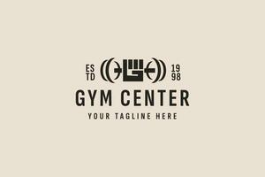 Clásico estilo gimnasio centrar logo vector icono ilustración