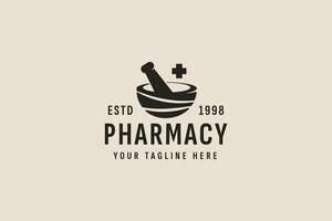 vintage style pharmacy logo vector icon illustration