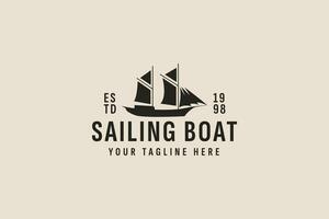 vintage style sailing boat logo vector icon illustration