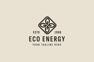 vintage style eco friendly energy logo vector icon illustration