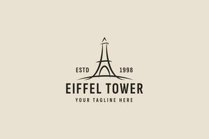 vintage style eiffel tower logo vector icon illustration