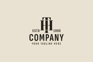 vintage style letter T and H logo vector icon illustration