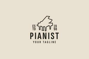 vintage style piano logo vector icon illustration