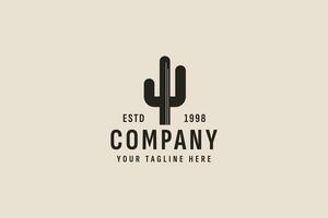 vintage style cactus logo vector icon illustration