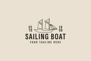 vintage style sailing boat logo vector icon illustration