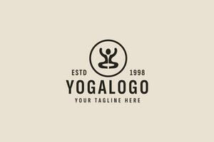 vintage style yoga logo vector icon illustration