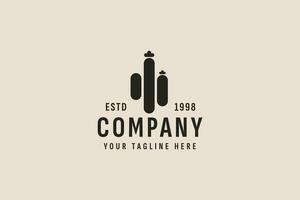 vintage style cactus logo vector icon illustration