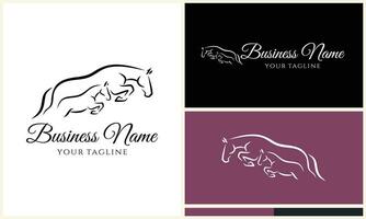 horse and foal logo template vector