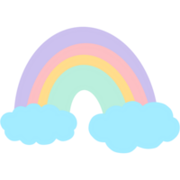 ein bunt Regenbogen mit flauschige Wolken. png
