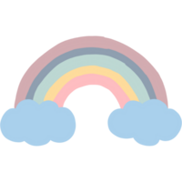 A colorful rainbow with fluffy clouds. png