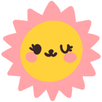 schattig zon schattig glimlachen gezichten. png