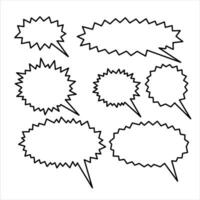 Comic Speech Bubble Illustration. Set of Dialog cloud. Message and communication. Cartoon talk balloon for chat text. Empty sketch element, doodle shape vector