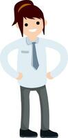 Successful businessman in strong pose. Happy man in suit and tie. Hands at the waist. Cartoon flat illustration. Office worker vector