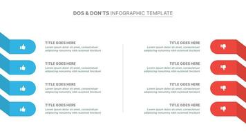 dos y no hacer comparación infografía diseño modelo vector