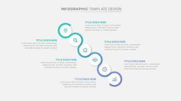 circulo redondo ola infografía diseño modelo con seis opciones vector