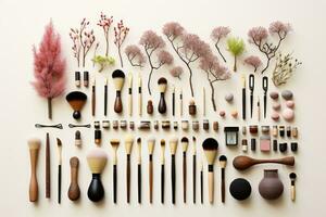 knolling skincare tool flat lay AI Generated photo