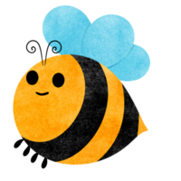 A yellow bee with a black pattern is flying. png