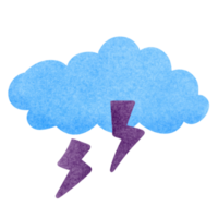 een blauw wolk met een Purper bliksem bout Aan het bliksem tekening png