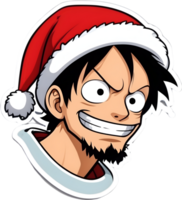 luffy met de kerstman hoed ai generatief png