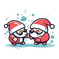 Santa Claus and Snow Maiden. Cute cartoon character. Vector illustration.