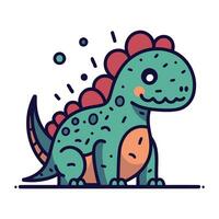 Cute cartoon dinosaur vector illustration. Cute stegosaurus icon.